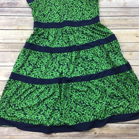 MICHAEL Michael Kors green & navy leaf print dress - Picture 3 of 5
